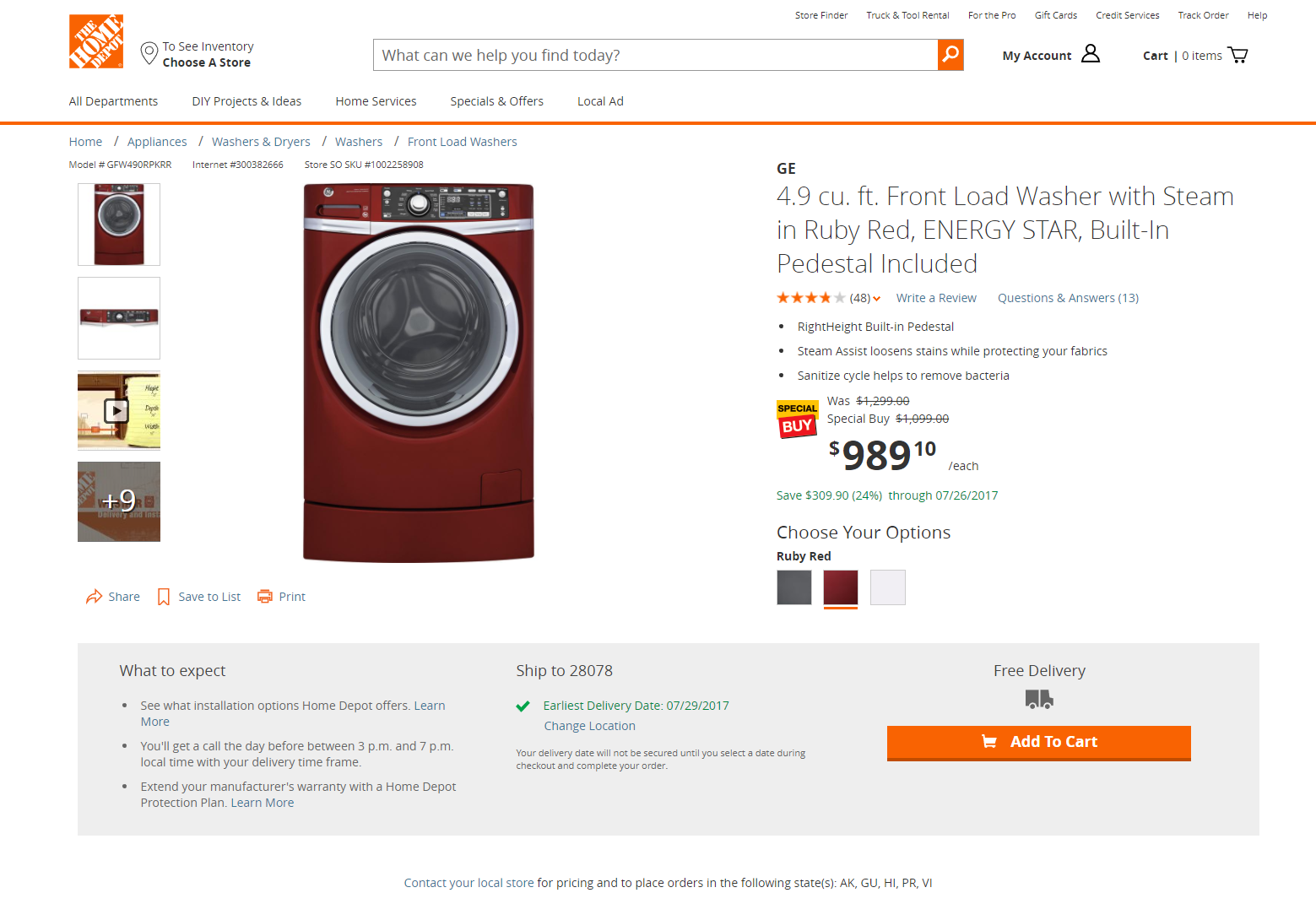 homedepot.com Product Detail Page Screenshot circa 2017